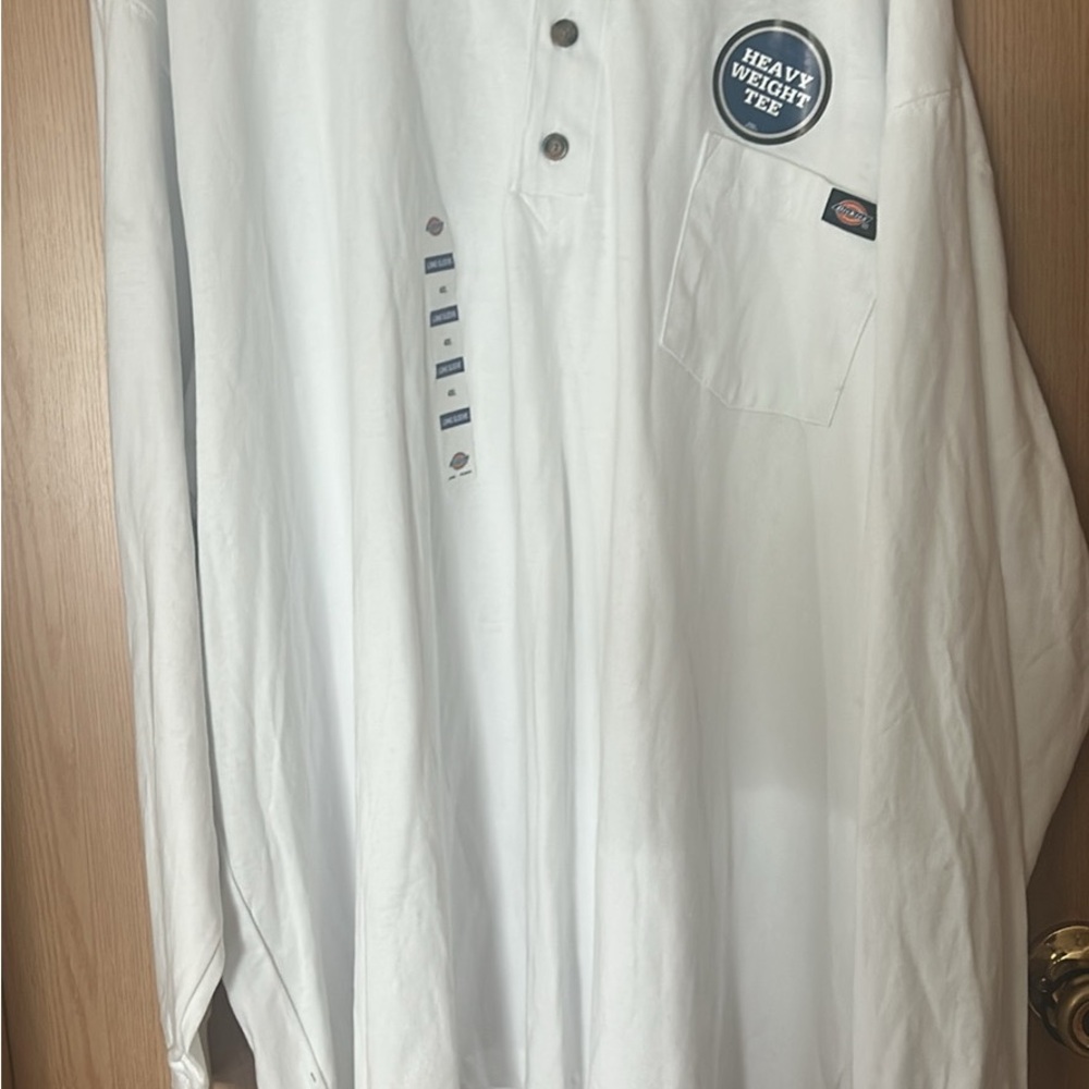 Dickies White Long Sleeve Henley Shirt